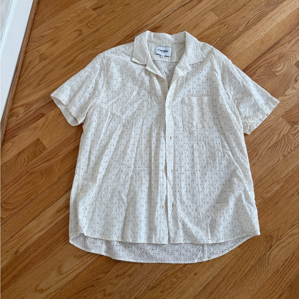 Corridor Off White Floral Patterned Button Down S… - image 1